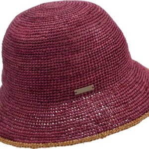 Seeberger Raffia Cloche Garnet/Sand