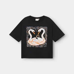 T-shirt Vadstena Painted Swans, Black
