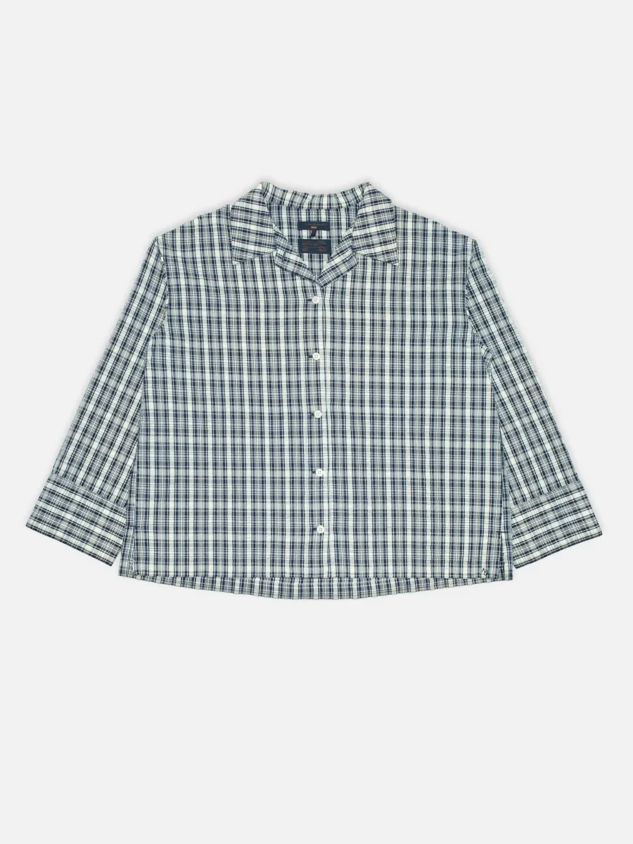 Jutta Shirt Indigo Seersucker, Blue/Offwhite